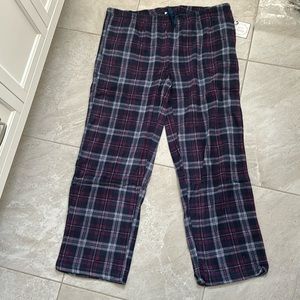 Navy Plaid soft fleece pajama pants - L